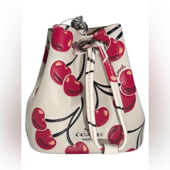 COACH DRAWSTRING WRISTLET WITH CHERRY PRINT CHALK MULTI - Picture 6 of 10